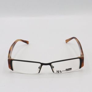 Mens Half Rim Rectangular Black Brown Glasses 52 18 135